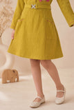 Lime Green Ribbed Dress with Embroidered Pocket