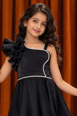 Black One-Shoulder Party Wear Gown For Girls