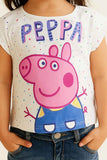 White Peppa Pig Printed T-Shirt For Girls
