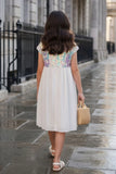 White Sequin Bodice Party Dress For Girls