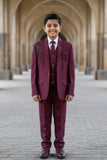 Maroon Premium Boys 5-Piece Suit Set For Boys