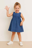 Blue Denim Bow Dress for Girls