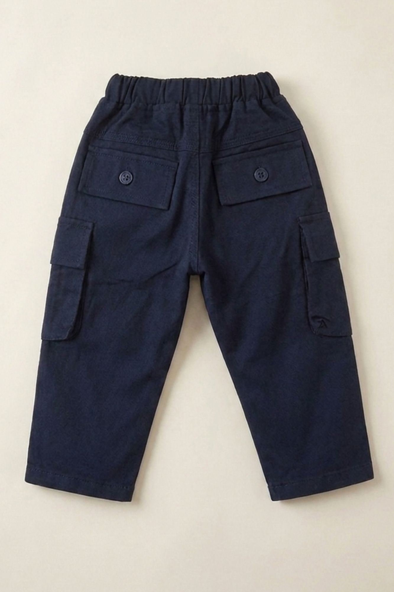 Blue Cargo Pants with Drawstring Waist