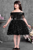 Black Sequin Party Frock For Girls