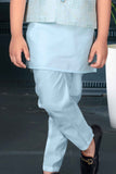 Sky Blue Sequins Embroidery Kurta Set With Waist Coat Set For Boys