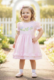 Girls Pink Floral Embroidered Fit And Flare Frock