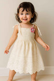 Cream Embroidered Dress for Girls