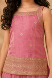 Pink Embroidered Kurti And Palazzo Set for Girls