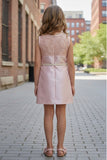 Peach Floral Embellished Party Dress For Girls