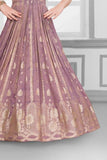 Mauve Embroidered Anarkali Gown For Girls