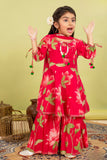 Girls Rani Pink Floral Print Sharara Set – Stylish Ethnic Wear