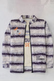 Grey And White Printed Zip-Up Jacket For Boys