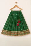 Green And Red Embroidered Lehenga Choli Set with Dupatta for Girls