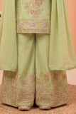 Pista Floral Zari Work Designer Wear Palazzo Set
