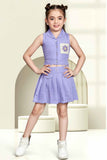 Lavender Skirt Set With Crocheted Pocket For Girls