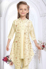 Cream Sequins Embroidered Set For Girls