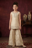 Girls Ivory Embroidered Kurti with Palazzo Set