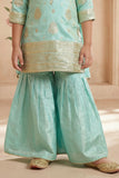 Girls Sea Green Sharara Set With Zari Embroidery And Dupatta