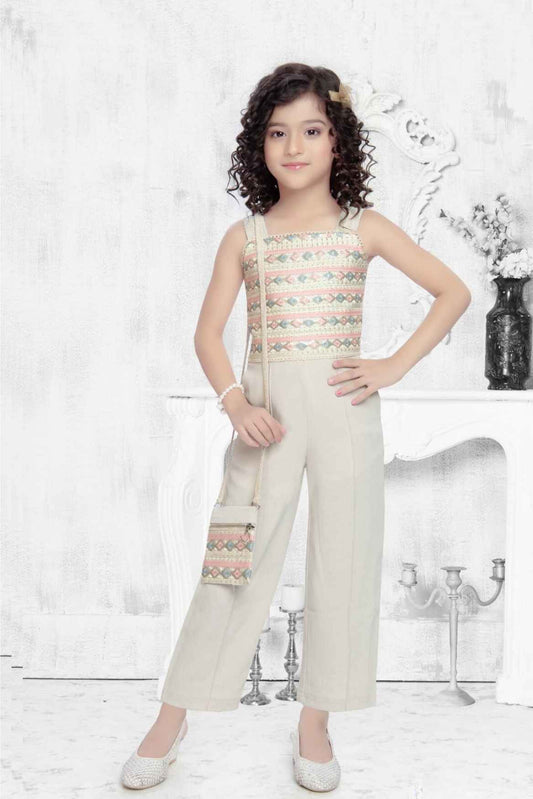 Trendy Ivory Embroidered And Sequin Co Ord Set For Girls