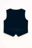 Navy Blue Bead Work Tuxedo With Pant And Waistcoat Set For Boys