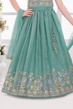 Pastel Green Floral Embroidered Lehenga Choli with Dupatta for Girls
