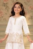 White Zari Embroidered Palazzo Set For Girls