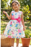 White Floral Frock For Girls