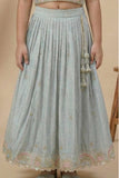 Silver Grey Embroidered Lehenga Choli For Girls