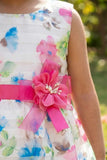 White Floral Frock For Girls