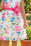 White Floral Frock For Girls