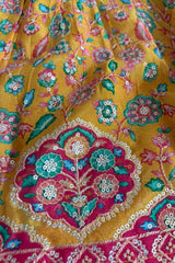 Mustard Yellow Printed Ethnic Lehenga Choli For Girls