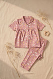 Dusty Pink Unicorn And Cloud Print Night Suit Set For Girls