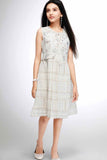 Cream Floral Embroidery Dress With Attached Overcoat For Girls