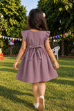 Girls Onion Pink Crochet Flower Sailor Collar Dress