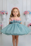 Aqua And Blush Pink Layered Party Frock For Girls