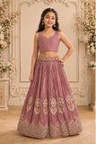 Dusty Mauve Heavy Floral Embroidered Lehenga Choli with Jacket