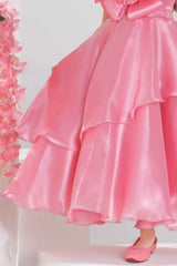 Peach Floral Embellished Party Wear Gown For Girls