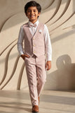 Boys Peach Waistcoat Suit Set with Bow Tie