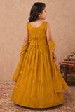 Mustard Yellow Peacock Embroidered Lehenga Choli Set with Dupatta