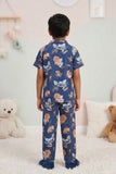 Boys Navy Blue Animal Print Night Suit Set