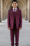 Maroon Premium Boys 5-Piece Suit Set For Boys