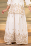 White Zari Embroidered Palazzo Set For Girls