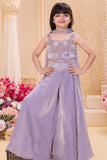 Lavender Embroidered Palazzo Set For Girls