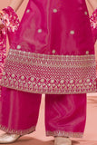 Rani Pink Embroidered Palazzo Set For Girls