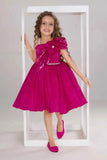 Rani Pink Party Frock With Sequin Bow And 3D Flower Detail For Girls