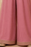 Pink Embroidered Kurti And Palazzo Set for Girls