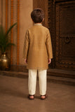 Boys Ethnic Gold Crushed Tissue Embriodered Kurta Pajama Set