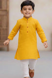 Sunshine Yellow Kurta with White Pajama Set For Boys