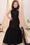 Girls Heavy Sequin Embroidered Black Fishcut Mermaid Lehenga Choli Set With Dupatta