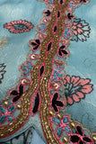 Teal Blue Peacock Printed Lehenga Choli Set with Embroidered Blouse For Girls